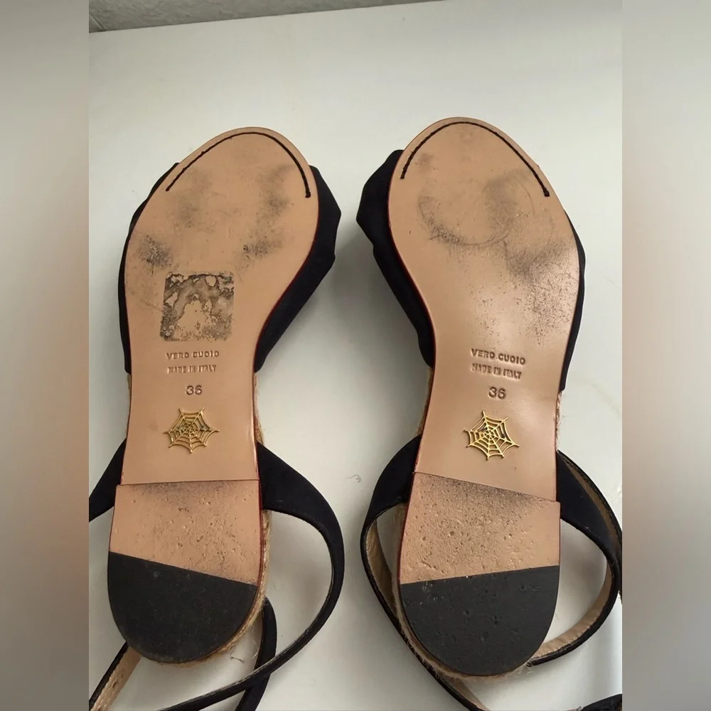 Charlotte Olympia made in Italy 🇮🇹 Black Espadrille Sandals size 5